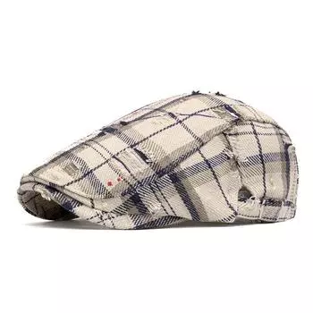 Кепка в клетку в стиле ретро, женская восьмиугольная кепка, весна-лето, кепка газетчика Style2 бежевый