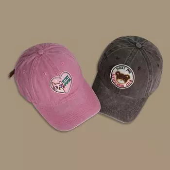 Кепка в стиле ретро с наклейкой на старый медведь, женская, в стиле Гонконга, с мягким верхом, симпатичная, симпатичная, для девочек, бейсболка, мужская Adjustable чёрный