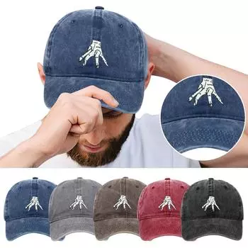 Кепка в стиле среды Бейсбольная кепка унисекс с милым принтом в виде пальцев Спортивная кепка One Size чёрный