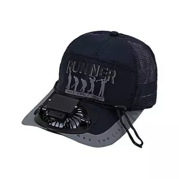 Кепка-веер от солнца, сочетающая в себе функции защиты от солнца и невидимый черный вентилятор, длительный срок службы батареи, легкий и портативный One Size тёмно-синий