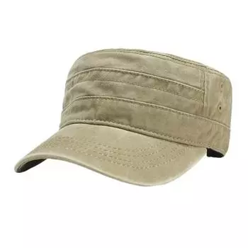 Кепка военного кадета для мужчин и женщин унисекс из стираного хлопка с плоским верхом, регулируемая бейсболка для занятий спортом на открытом воздухе хаки