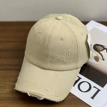 Кепка женская весенне-летняя стираная рваная джинсовая однотонная легкая кепка для езды на велосипеде мужская дорожная солнцезащитная бейсболка M56-58cm серый