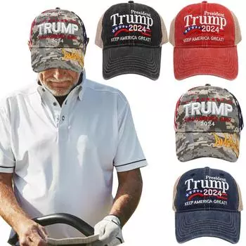 Кепки для гольфа Trump 2024 года, кепки Keep America Great Mesh Trucker, модные спортивные кепки с 3D-вышивкой, регулируемые для мужчин и женщин темно-синий