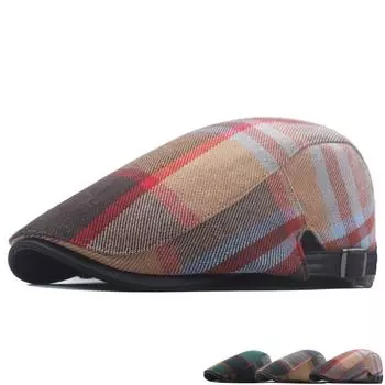 Кепки газетчика, цветной клетчатый берет, мужская плоская кепка в британском стиле ретро, осенние регулируемые шляпы художников в стиле Гэтсби, шляпа плюща 55-61cm хаки