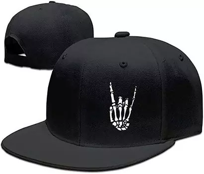 Кепки Snapback с черепом для унисекс, бейсболка, регулируемая плоская козырек, дальнобойщик, подарок для папы, муж, мальчик, друг, брат, черный One Size