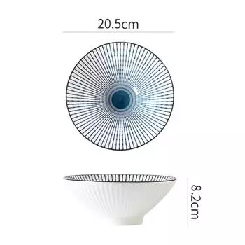 Керамическая 8-дюймовая кухонная миска для рамэна, большая миска для суповой шляпы, прочная посуда для рисовой лапши, традиционная домашняя посуда в японском стиле