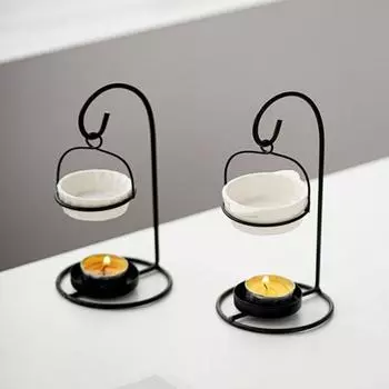 Керамическая ароматерапевтическая горелка для эфирных масел, масляная горелка с железным подсвечником для чайных свечей, диффузор ароматов эфирных масел для спальни и офиса A