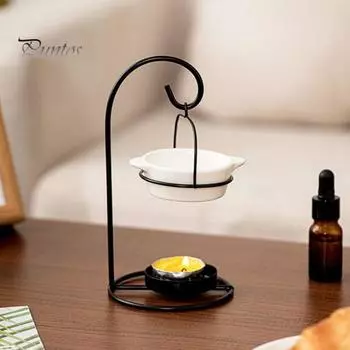 Керамическая ароматерапевтическая горелка для эфирных масел, масляная горелка с железным подсвечником для чайных свечей, диффузор ароматов эфирных масел для спальни и офиса A