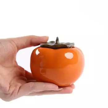 Керамическая банка для чая «Хурма» – герметичная фарфоровая банка Цзиндэчжэнь для хранения сладостей, специй и продуктов питания 8x7cm