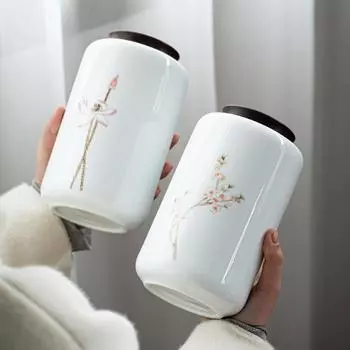 Керамическая банка для чая объемом 1200 мл с деревянной крышкой, коробка для хранения чая, контейнер для хранения чайных пакетиков, герметичный резервуар для хранения, керамическая бутылка в подарок