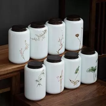 Керамическая банка для чая объемом 1200 мл с деревянной крышкой, коробка для хранения чая, контейнер для хранения чайных пакетиков, герметичный резервуар для хранения, керамическая бутылка в подарок