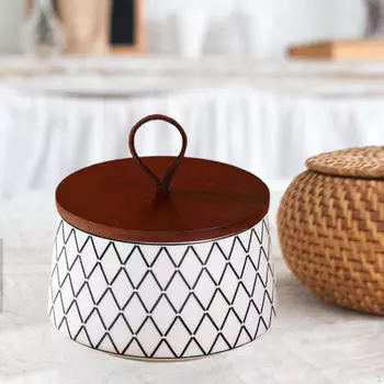 Керамическая банка для хранения продуктов питания и ручка, декоративная банка для чая, для зерновых закусок, домашних животных Twill