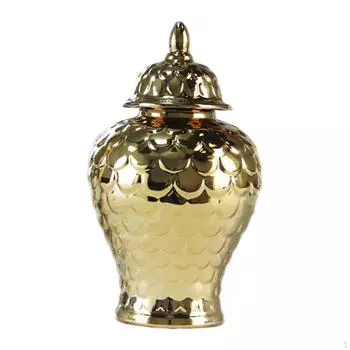 Керамическая банка для имбиря, ваза для цветов, украшение для дома с крышкой, цветочная композиция для свадеб золотистый