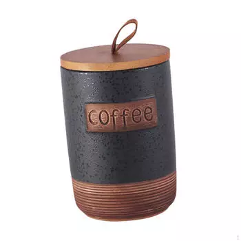 Керамическая банка для кофейных зерен с деревянной крышкой, герметичное хранение чая и специй coffee