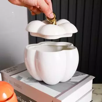 Керамическая банка для конфет с крышкой, украшение для журнального столика в гостиной, место для хранения закусок, банка для кофейных конфет, новое украшение для дома от дизайнера оранжевый