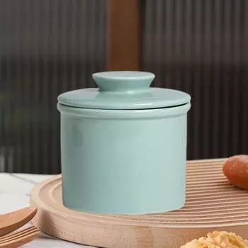 Керамическая банка для масла Yousheng French Butter Crock с герметичной крышкой, однотонный дизайн, прочная емкость для масла на кухне, многофункциональная банка для хранения орехов и джема чёрный