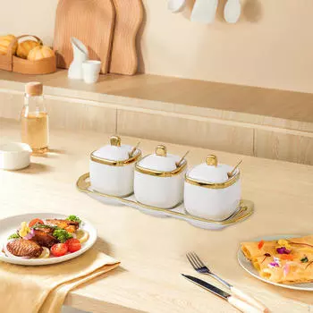 Керамическая банка для специй, контейнер для приправ, набор кухонных бутылок, приправа для ресторанов синий