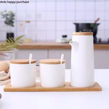 Керамическая банка, герметичный резервуар, бутылка для приправ, кухонные принадлежности, бутылка для соевого соуса, набор бутылок для уксуса, солонка с крышкой