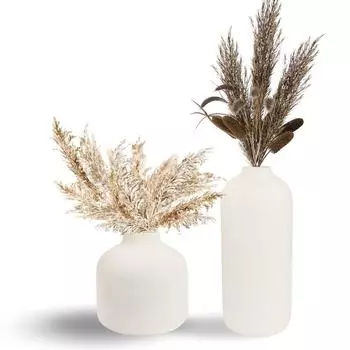 Керамическая «Белая цилиндрическая ваза» 5 и 9 дюймов | Декоративная круглая ваза для сухоцветов и пампасной травы | Вазы для домашнего декора