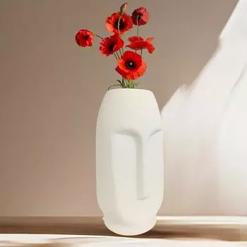 Керамическая белая ваза для лица 8 дюймов - набор из 1 шт. | Декоративная ваза для лица для сухоцветов и пампасной травы | Вазы для домашнего декора, новые
