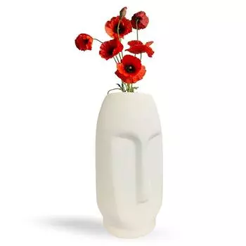 Керамическая белая ваза для лица 8 дюймов - набор из 1 шт. | Декоративная ваза для лица для сухоцветов и пампасной травы | Вазы для домашнего декора