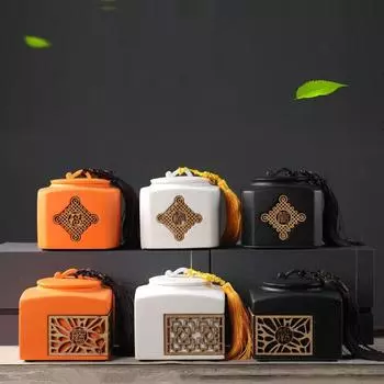 Керамическая большая полая емкость для чая, кофейных зерен, резервуар для хранения конфет, печенья, влагостойкая герметичная банка A