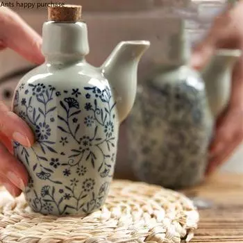 Керамическая бутылка для масла, кухонная бутылка для приправ, круглая деревянная паллета, бутылка для соевого соуса, горшочек для уксуса, контейнер для специй, органайзер для приправ
