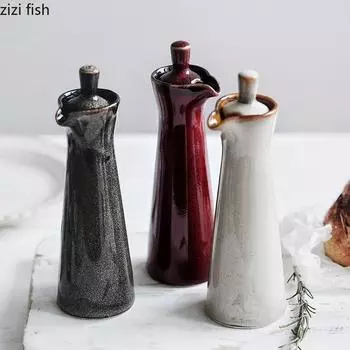 Керамическая бутылка для приправ, горшочек для масла, бутылка для соевого соуса, банка для специй, горшочек для уксуса, коробка для приправ, кухонные принадлежности, инструменты для специй зелёный