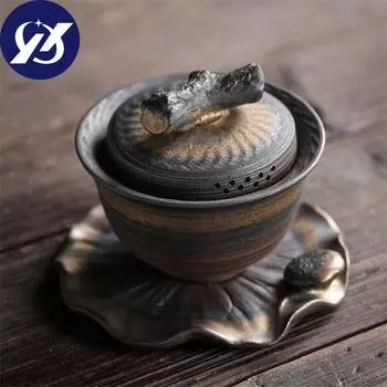 Керамическая чайная чаша ручной работы с крышкой Офисный чайник Цзиндэчжэнь Чайная чашка Керамика Чайный сервиз Гайвань Посуда для напитков 170 мл