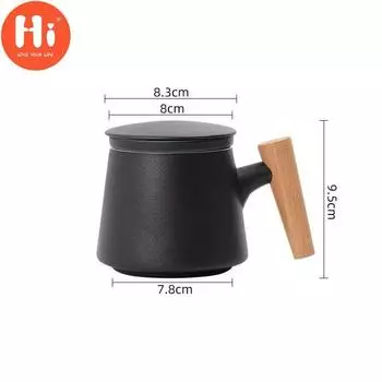 Керамическая чайная чашка Hi 350 мл с крышкой и крышкой для заварки, фильтр с деревянной ручкой, чашка для молока, кофе, сока, стакан, кружки для воды, посуда для напитков