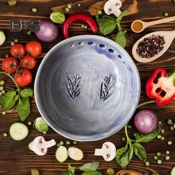 Керамическая чаша для чистки трав ручной работы с принтом розмарина, инструмент для удаления стеблей трав для легкой подготовки трав, необходимые в кулинарии фиолетовый