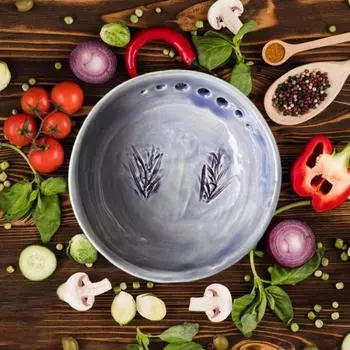 Керамическая чаша для чистки трав ручной работы с принтом розмарина, инструмент для удаления стеблей трав для легкой подготовки трав, необходимые в кулинарии фиолетовый