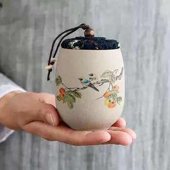 Керамическая чаша для хранения листового чая persimmon