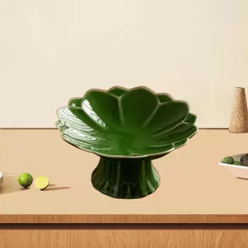 Керамическая чаша на ножке для десерта, торта, сервировки, компота, центрального украшения стола, фруктового подноса, декоративного зелёный