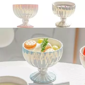 Керамическая чаша Pearl Нежный десерт Мороженое Современный градиентный свет Роскошные вечерние фруктовые салатницы Посуда для домашней кухни 340ml синий