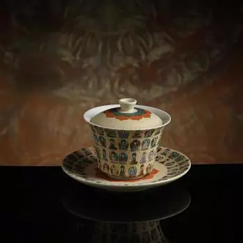 Керамическая чаша Сан-Цай с крышкой, расписанная вручную, чайная чашка «Тысяча Будд», чайный сервиз «Кунг-фу», чаша для заваривания, чайные чашки