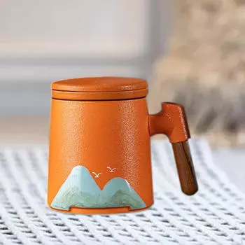 Керамическая чашка чая, кофейная кружка для взрослых, утреннее фарфоровое молоко оранжевый