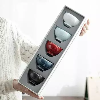 Керамическая чашка для чая кунг-фу, китайский бутон цветка, пятицветное резное облако, большая мастер-чашка, индивидуальная, подарочный набор из 5 чашек 200ml