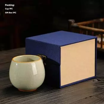 Керамическая чашка для чая в стиле «ледяной треск», керамические чашки для кофе эспрессо, фарфоровая чашка для кунг-фу, керамическая кружка, пиала для чая, подарочная коробка из 1 шт. 1 PC