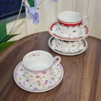 Керамическая чашка для чая в виде цветка, кофейная чашка и набор тарелок, набор для послеобеденного чая, чашки для воды, кружка для молока, чашки для завтрака, кофейная кружка, кружки для сока 200ml чёрный