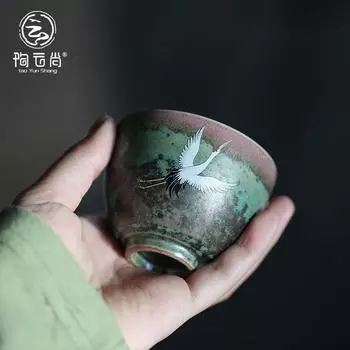 Керамическая чашка для чая, выточенная в печи для сжигания дров, мастерский чайный сервиз Kung Fu, одна чашка, персональная ретро-чашка для чая Pu er