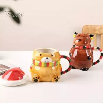 Керамическая чашка для молока, милая новогодняя елка на Хэллоуин, многоразовая кружка для напитков, многофункциональная кружка для кофе, чая, горячего шоколада для праздников и особых случаев G