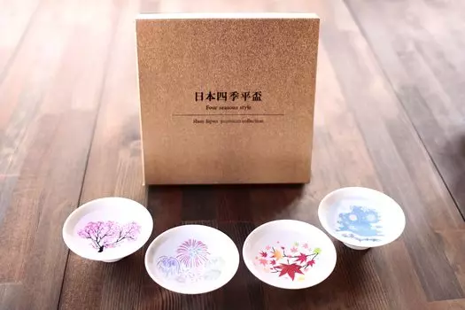 Керамическая чашка для сакэ Marumo Takagi Cold Sensation Japanese Four Seasons Flat Sake Cup Sake Cup Japanese Sake Cold Sake Gift Sake Change Temperature Change Japanese Sake
