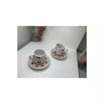 Керамическая чашка из 2 частей с сердцем, ручная работа