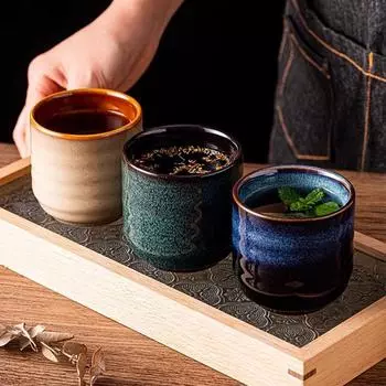 Керамическая чашка Kiln Changes в стиле ретро, чашка для чая Kung Fu, креативная чашка для напитков без ручки, чашки для молока, бытовые чашки для вина, чашки для воды 170ML