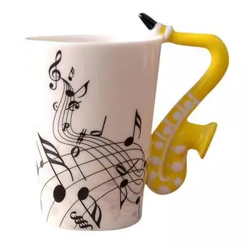 Керамическая чашка Кофейная кружка Кружка для инструментов Подарок Черная гитара Посох