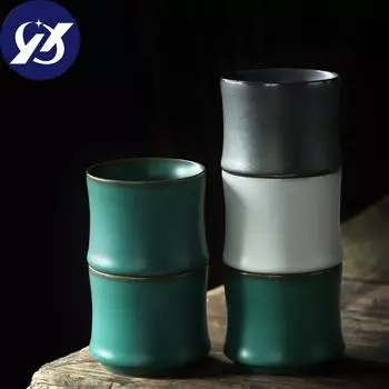 Керамическая чашка, креативная бамбуковая офисная чашка для чая, кунг-фу, посуда для напитков, домашняя керамическая кружка в стиле ретро, кружка для питьевой воды
