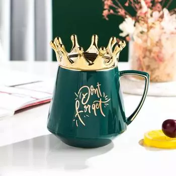 Керамическая чашка с короной Европейская керамическая кружка с крышкой Оригинальные кружки Кофейные чашки Кружка для чая Посуда для напитков Новогодние кружки Красивые пивные 400ml