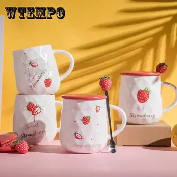 Керамическая чашка с крышкой Женские и мужские кофейные чашки и чайные чашки для питьевой воды Бытовая керамическая чашка с крышкой Ложка One size