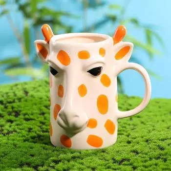 Керамическая чашка с жирафом 500 мл, большая емкость, креативная мультяшная кружка, 3D-форма